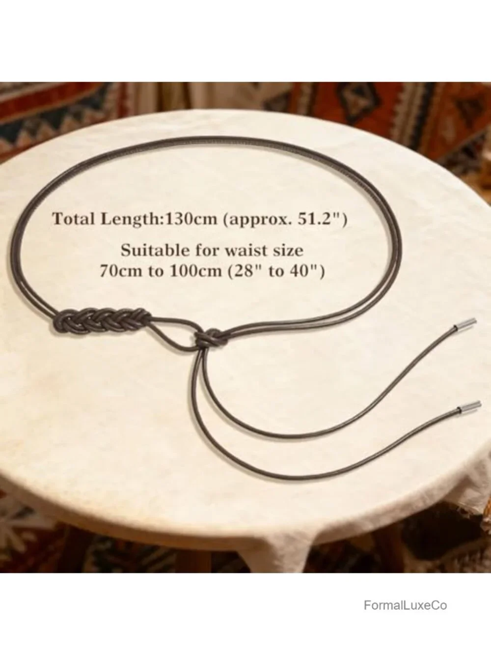 PU Leather Knotted Thin Belt for Women Skinny Waist Belt